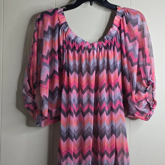 Pink and Gray Chevron Women's Dress La GuGu Medium - Picture 6 of 8